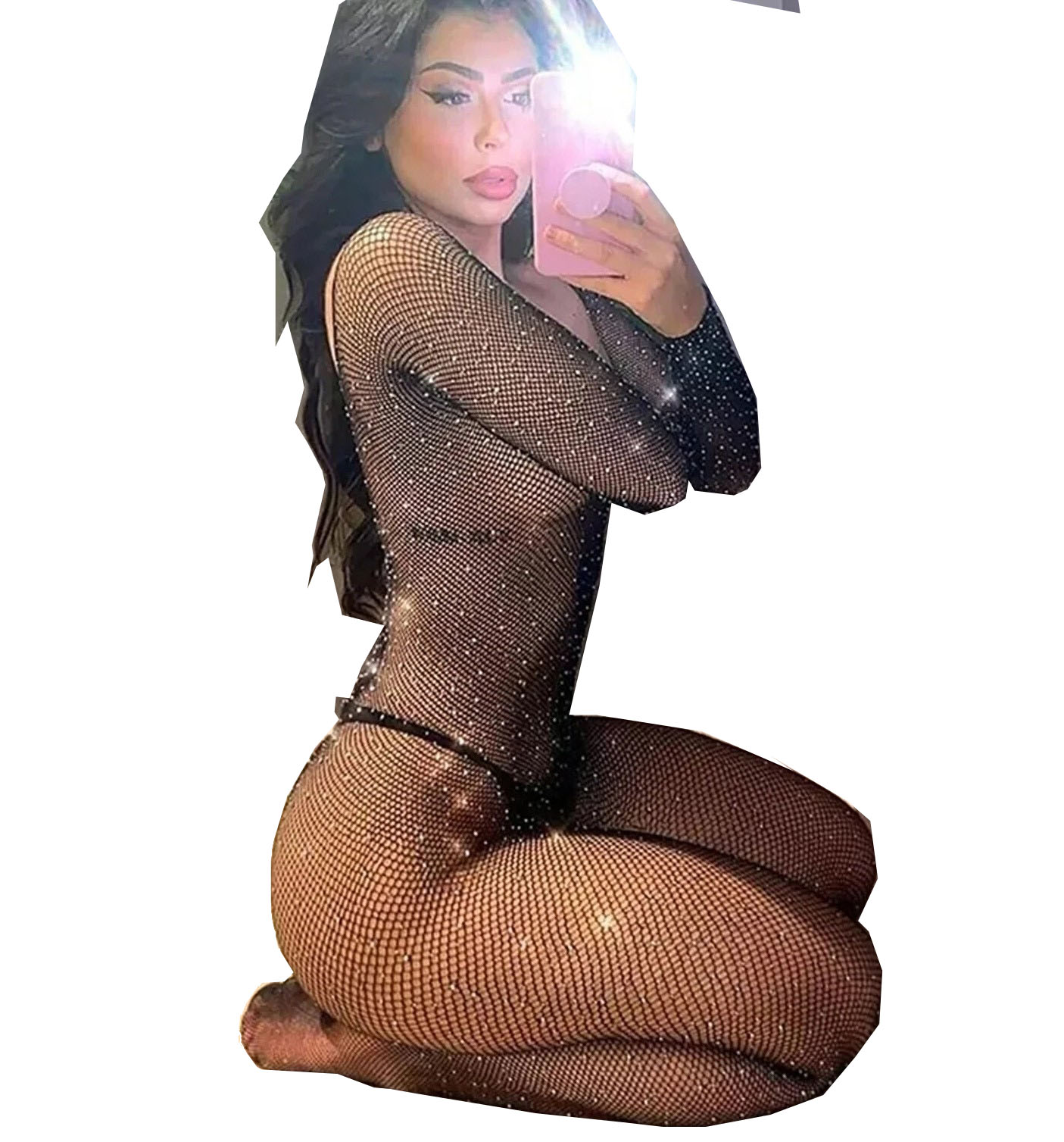 Fishnet Stocking Women - Lingerie Seksi Erotis Ukuran Besar, Bodysuit